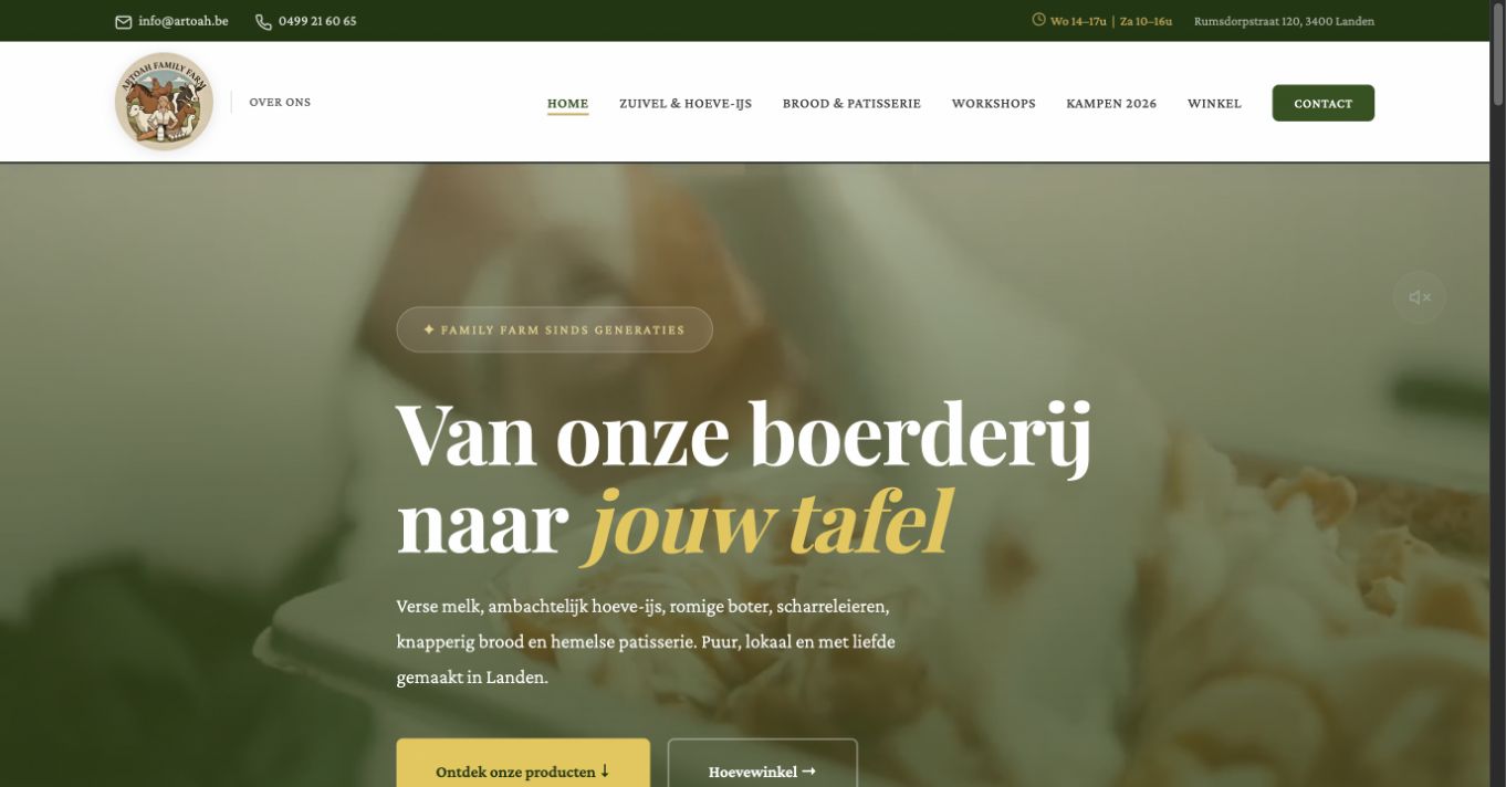 Artoah Family Farm-website met het verhaal van de boerderij