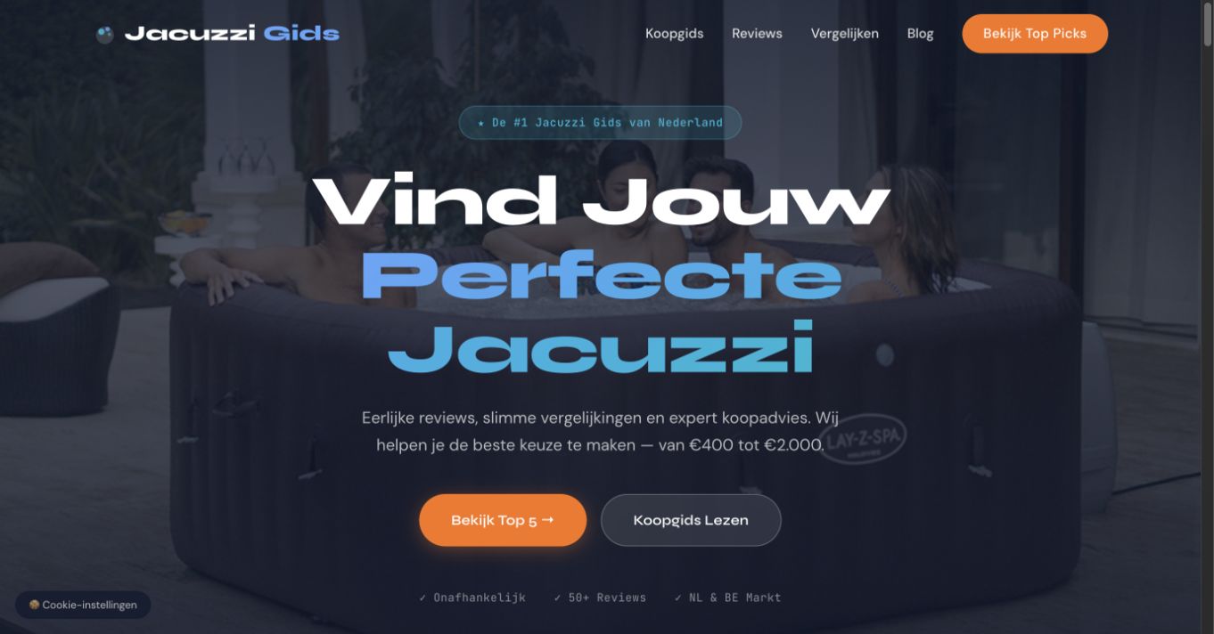 JacuzziGids-homepage met koopgidsen en vergelijkingen