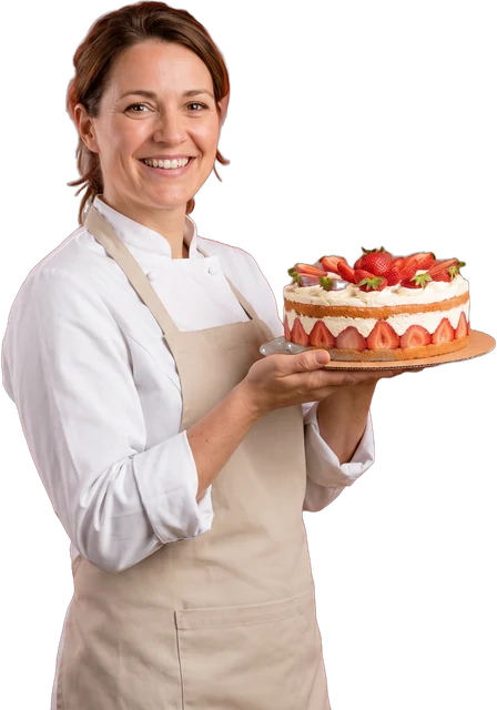 Bakker met een aardbeientaart
