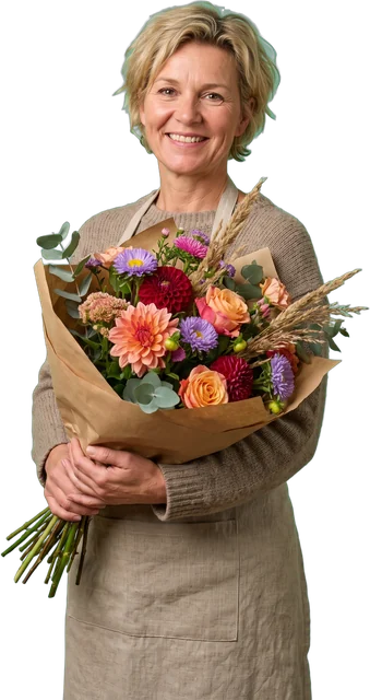 Bloemist met een boeket