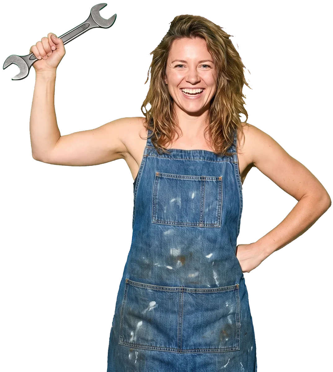 Fietsenmaakster met een moersleutel