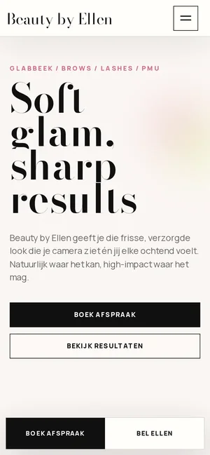 Website van Beauty by Ellen op een gsm