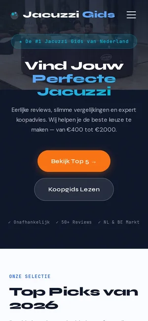 Website van Jacuzzigids.nl op een gsm