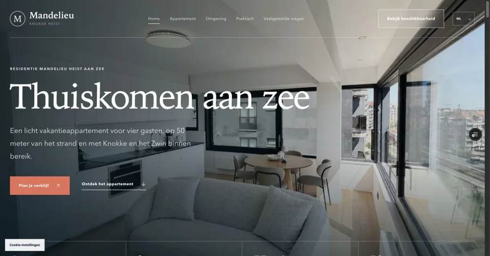 Website van Mandelieu Knokke op een laptop