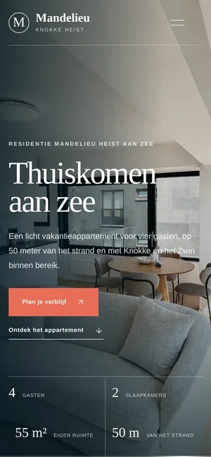 Website van Mandelieu Knokke op een gsm