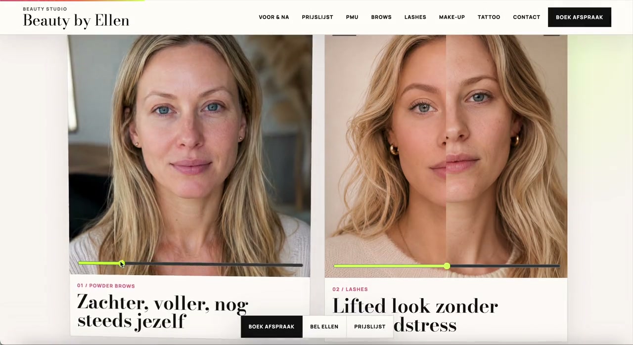Website van Beauty by Ellen
